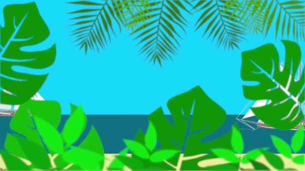 Анимация Белом Фоне Синем Экране Приветственная Цветочная Рамка Лента Цветочный — стоковое видео