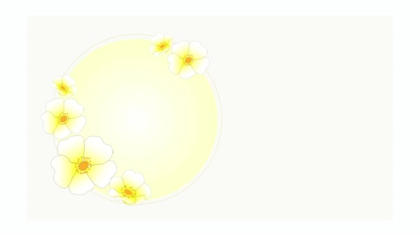 Анимация Белом Фоне Синем Экране Приветственная Цветочная Рамка Лента Цветочный — стоковое видео