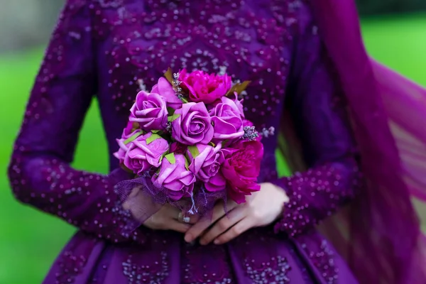 Bouquet Mariage Avec Mariée — Photo