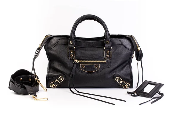 Frauen Leather Bag Whte Hintergrund — Stockfoto