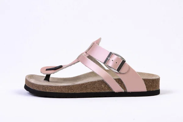 Orthopedische Leren Pantoffels Voor Vrouwen Sandalen Slipper Schoenen Geïsoleerd Witte — Stockfoto