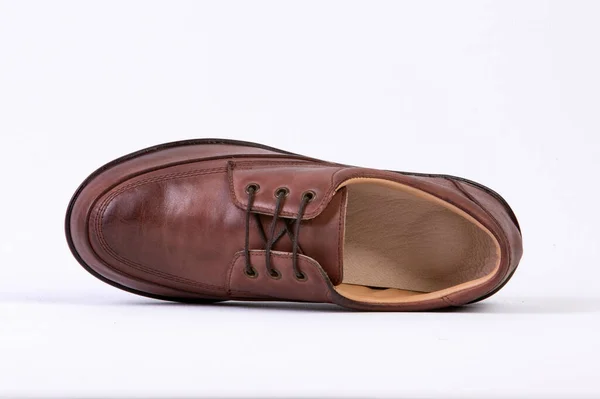 Chaussures Orthopédiques Cuir Pour Hommes Isolées Sur Fond Blanc — Photo