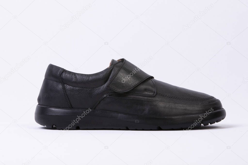 men's orthopedic leather shoes isolated on white background.