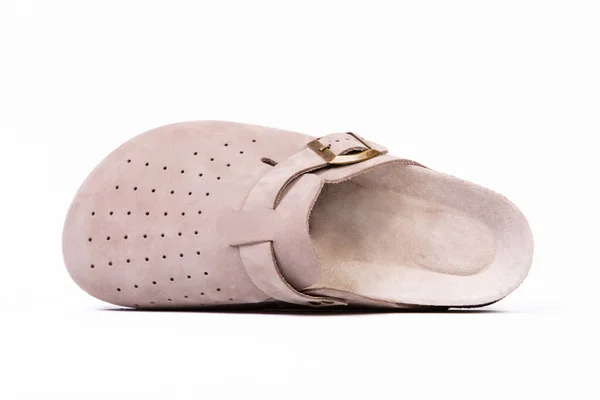 orthopedic leather slippers for women, sandals slipper shoes, isolated over white background
