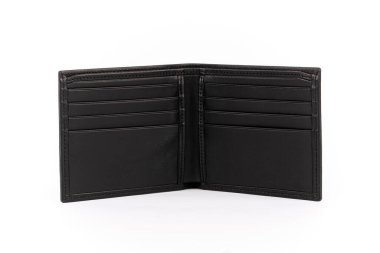 Cüzdan, erkek deri cüzdanı, beyaz arka plan.