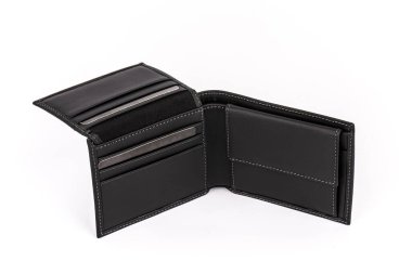 Cüzdan, erkek deri cüzdanı, beyaz arka plan.