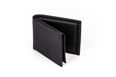 Cüzdan, erkek deri cüzdanı, beyaz arka plan.