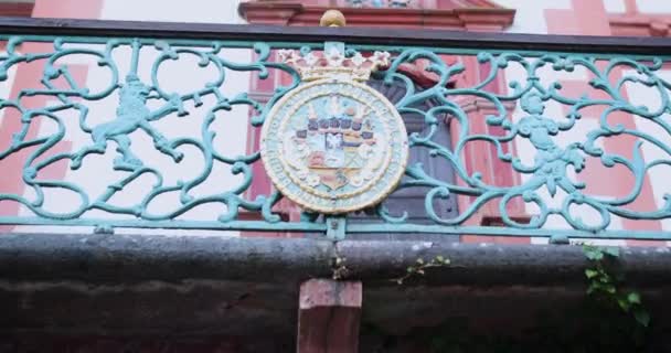 城堡蓝天上的纹章 — 图库视频影像
