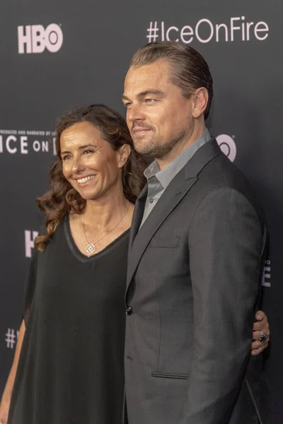 Leonardo Dicaprio Leila Conners Attend Hbo Documentary Ice Fire Los — Stock Photo, Image