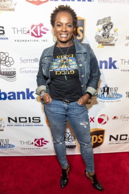 Vanessa Bell Calloway, Kiki Shepard 'ın KIS' ine katılıyor. Kuruluşun 15. Yıllık Ünlüler Bowling Yarışması 29 Eylül 2018 'de PINZ Eğlence Merkezi, Stidio City, Kaliforniya