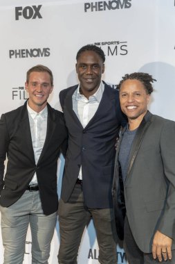 Stuart Holden, Mario Melchiot ve Cobi Jones 23 Mayıs 2018 'de Los Angeles' taki Pacific Design Center 'daki Silver Screen Theatre' da düzenlenen 