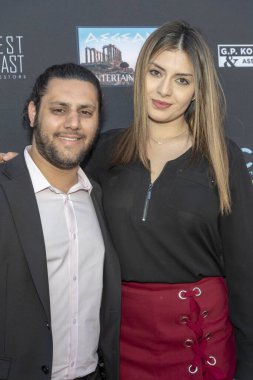 Savvas Christou ve Andrea Vaeana, 10 Haziran 2018 'de Hollywood, Kaliforniya' daki Mısır Tiyatrosu 'nda düzenlenen 12. Geleneksel Los Angeles Yunan Film Festivali Mükemmel Yabancılar Prömiyerine katıldılar.