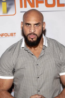 11 Temmuz 2019 'da Wisdome Dome Park, Hollywood, CA' da Infolist Öncesi Comic-Con Bash 'e katılıyor.