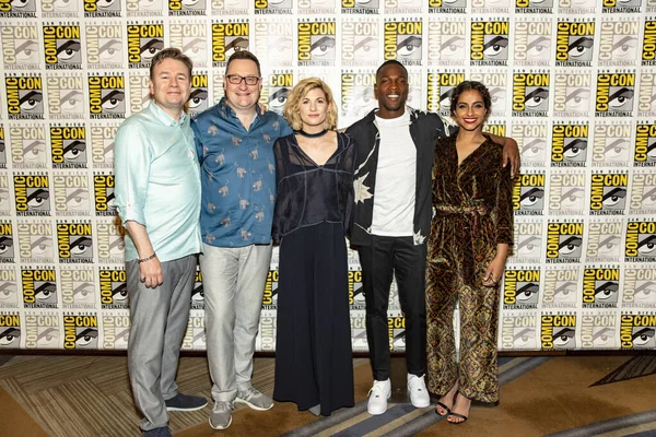 Elenco Produtores Assistem Sala Imprensa Who Comic Con 2018 San — Fotografia de Stock