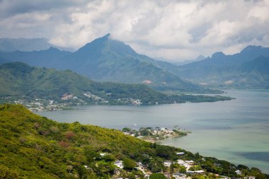 Kıyı şeridi deniz manzarası Oahu, Hawaii