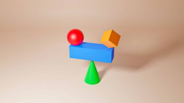 Eşitlik, Denge, Sürdürülebilirlik ve Uyum İçin Kopya Alanı. 3B illüstrasyon