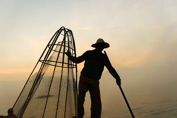 Balıkçı Inle Gölü Myanmar — Stok fotoğraf