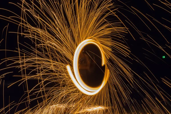 Fire steel wool — Stock Photo, Image