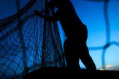 Картина, постер, плакат, фотообои "asian fisherman silhouette", артикул 128281484