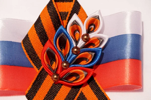 Festive brooch with a St.George's Ribbon — Stock Photo, Image