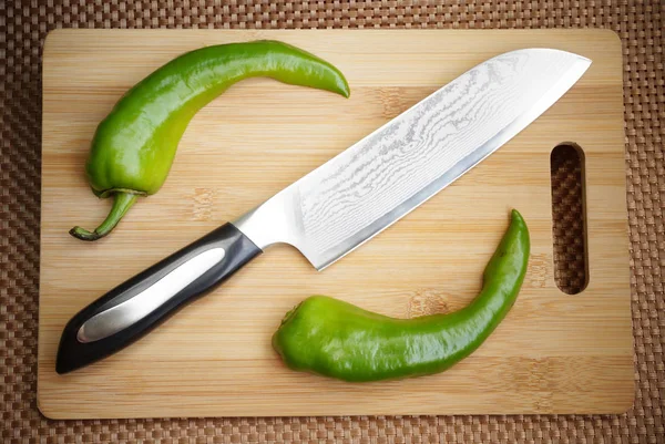 A damaszkuszi acél penge kés konyha — Stock Fotó