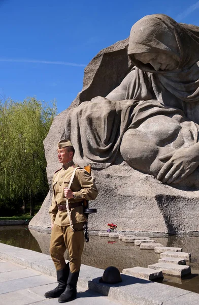 Fighter of Red Army in the form of times of World War II at a hi