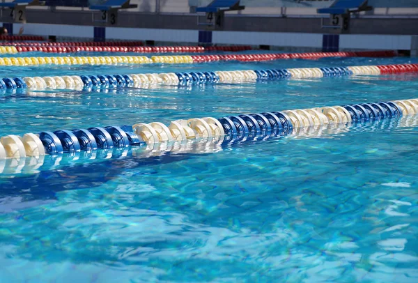 Dividers of paths in the big swimming pool — Stock Photo, Image