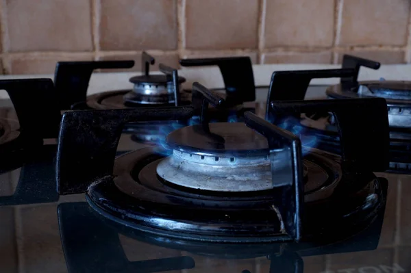 Gas ring on the stove — Stock Photo, Image