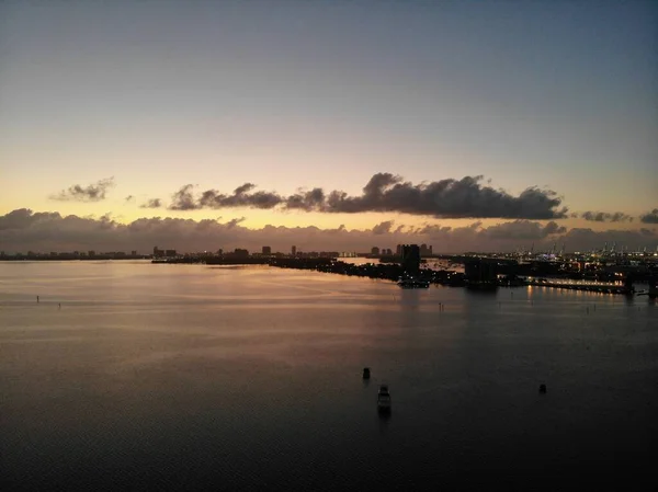 Drone Miami Sunrise Water — Stock Photo, Image