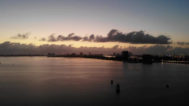 Drone Miami Voor Zonsopgang — Stockvideo