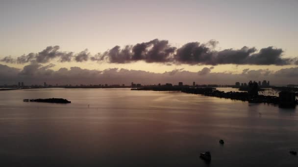 Drone Miami Voor Zonsopgang — Stockvideo