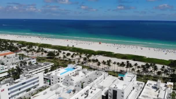 Południowa Plaża Miami Pokryte Dronem Zastrzelony Latem — Wideo stockowe