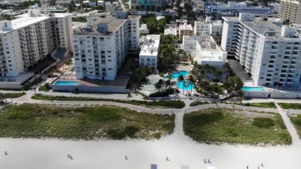 Södra Stranden Miami Täckt Drönare Och Skjuten Sommaren — Stockvideo