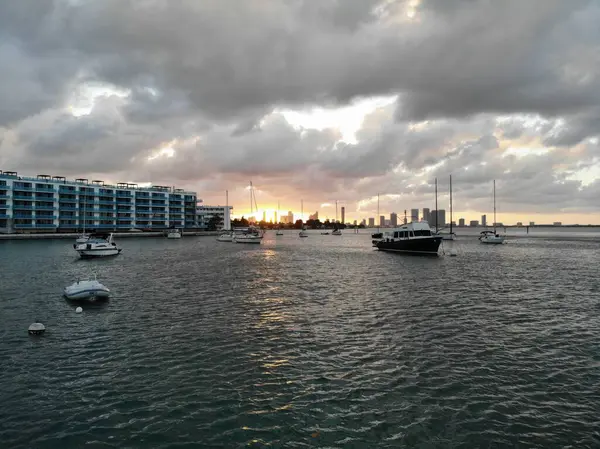 Sunset Bay Florida Views Bridges Boats — Stock Photo, Image