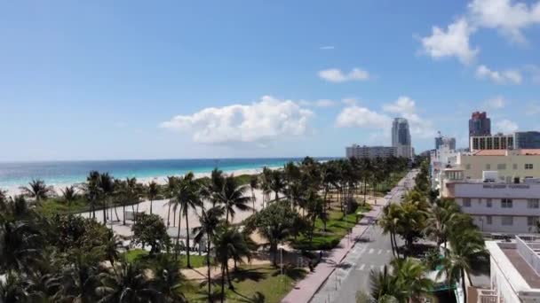 Södra Stranden Miami Antenner Med Drönare — Stockvideo