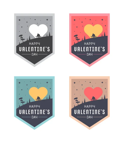 Hipster logo vektör çizim tatil Sevgililer günü için kümesi