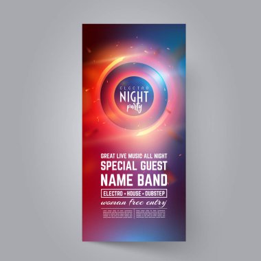 Banner gece partiyi rulo. Arka plan için el ilanı ya da broşür şablonu.