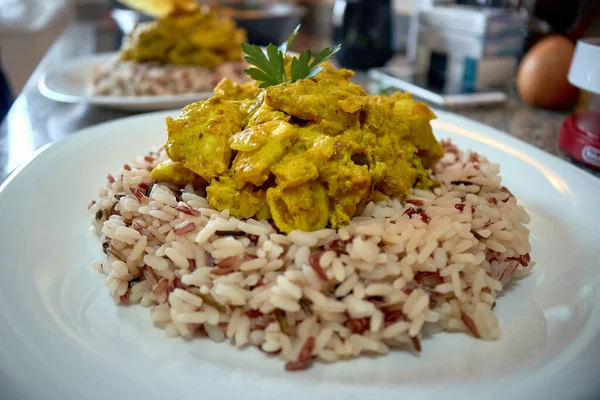 Curry Poulet Indien Riz — Photo