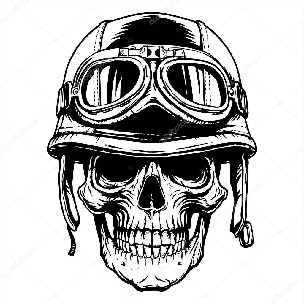 Motorcycle biker skull head helmet moto tattoonemblem,