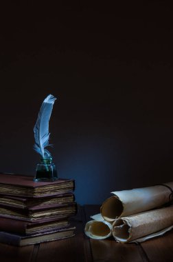 Quill'in kalem ve eski kitaplar