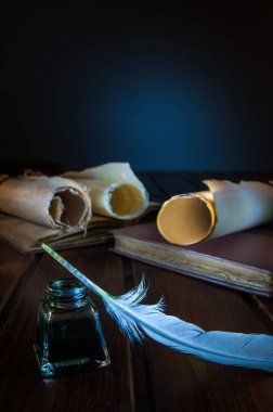 Quill'in kalem ve eski kitaplar