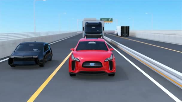 自动驾驶汽车在桥上 — 图库视频影像