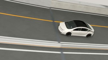 Döngü köprüde araba beyaz elektrikli araba