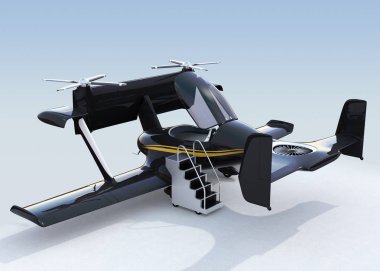 Autonomous flying drone taxi concept clipart