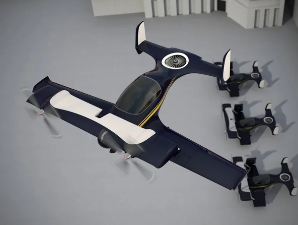 Táxi drone voador autônomo no aeroporto — Fotografia de Stock