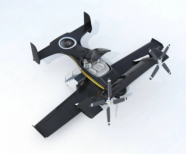 Fekete önálló repülő drone taxi a földön — Stock Fotó