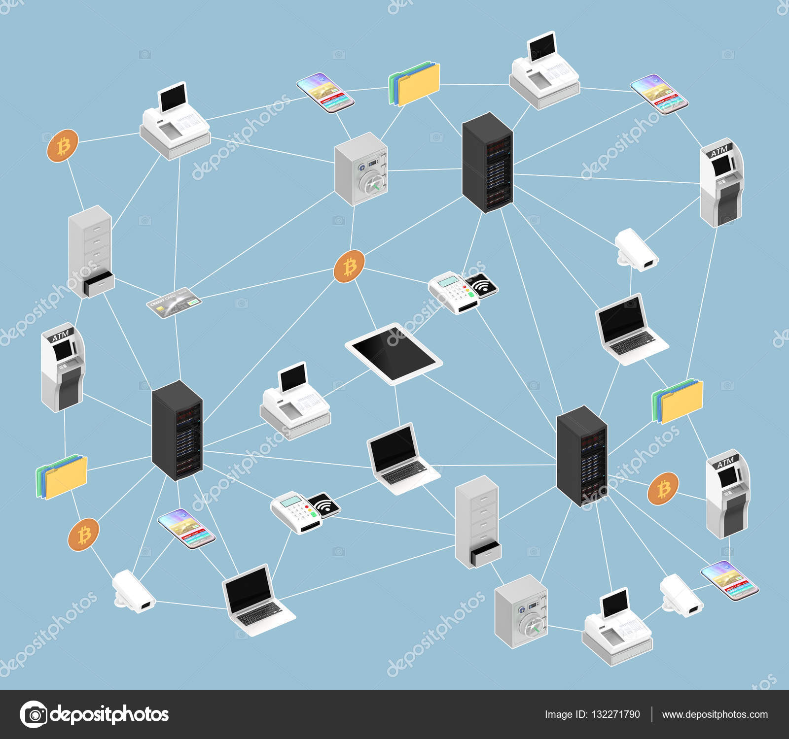 ブロック ・ チェーン ・ ネットワークの概念図— ストックイラストレーション by © chesky_w #132271790