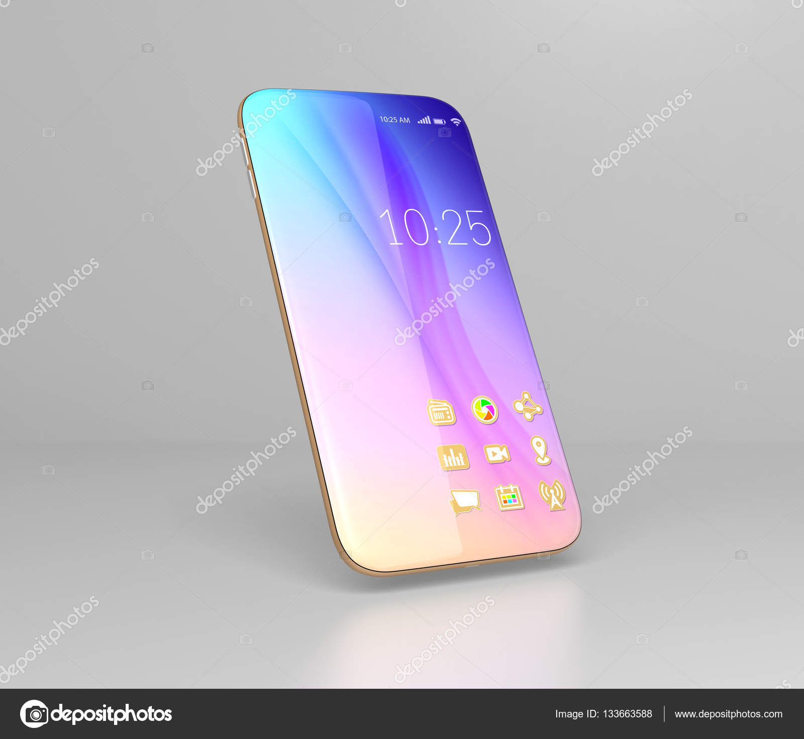 Full screen smartphone isolated on gray background — Stock Photo