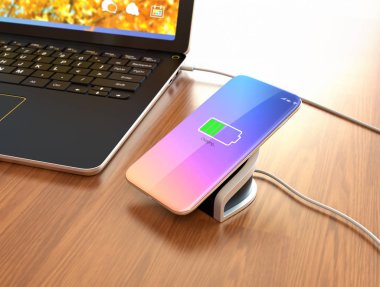 Smartphone kablosuz bir þarj yastık üzerinde