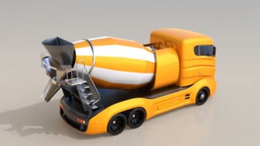 Elektrikli Beton karıştırıcı kendi sürüş 3d animasyon